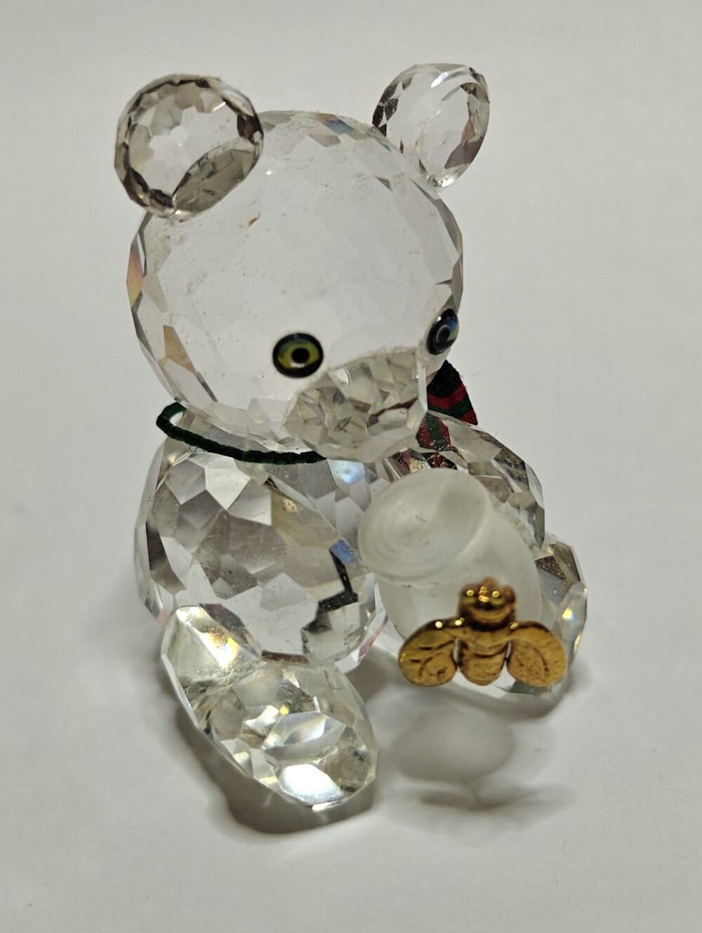 Swarovski (swan logo) Crystal Kris Bear with Honey Pot & Gold Bee figurine